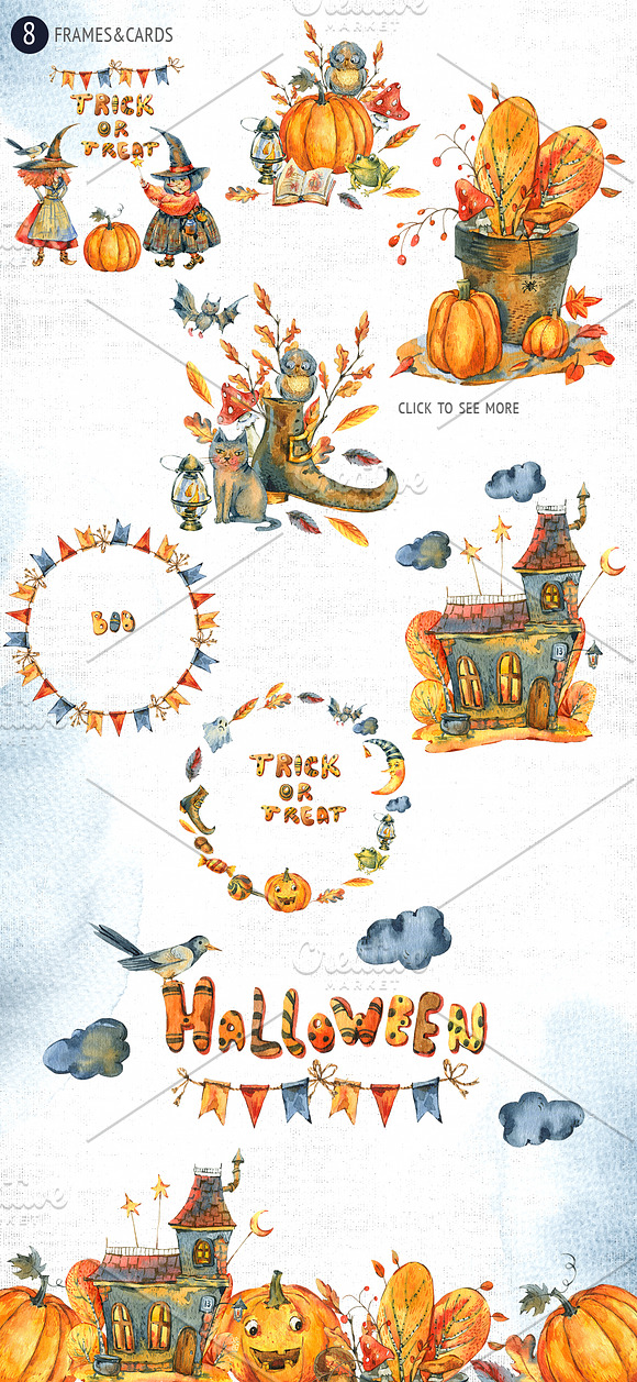 Watercolor Halloween Illustration in Illustrations - product preview 1