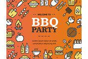 Bbq Party Design Template Thin Line