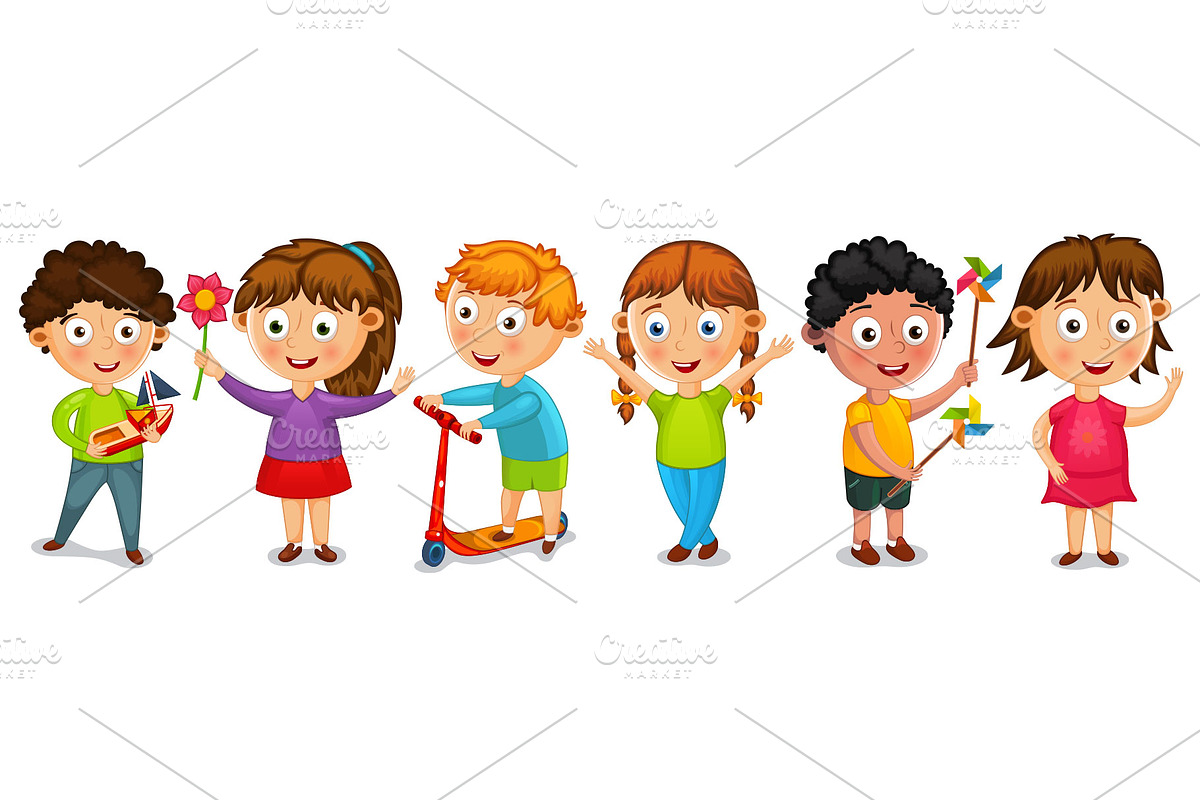 Funny cartoon kids isolated  in Illustrations - product preview 8