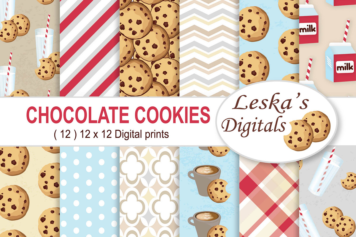 Milk and Cookies Digital Paper  in Patterns - product preview 8