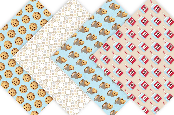 Milk and Cookies Digital Paper  in Patterns - product preview 2