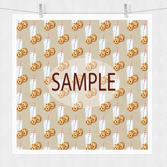 Milk and Cookies Digital Paper  in Patterns - product preview 3
