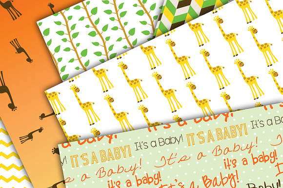 Baby Digital Paper- Neutral Giraffe in Graphics - product preview 1