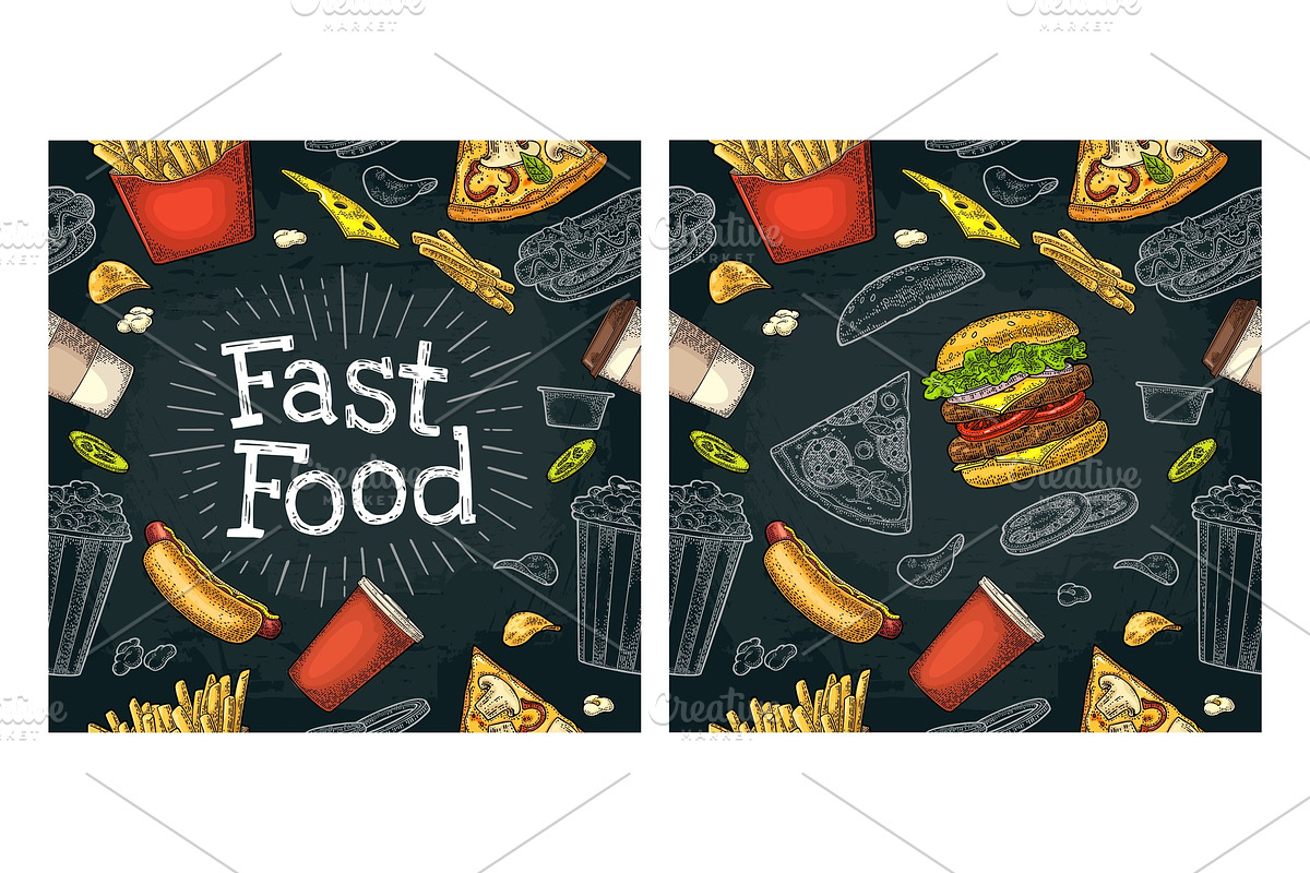 Seamless pattern fast food. in Illustrations - product preview 8