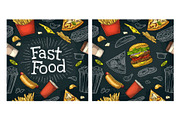 Seamless pattern fast food.