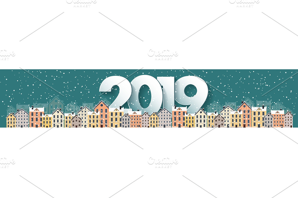 2019. Winter urban landscape. City in Illustrations - product preview 8