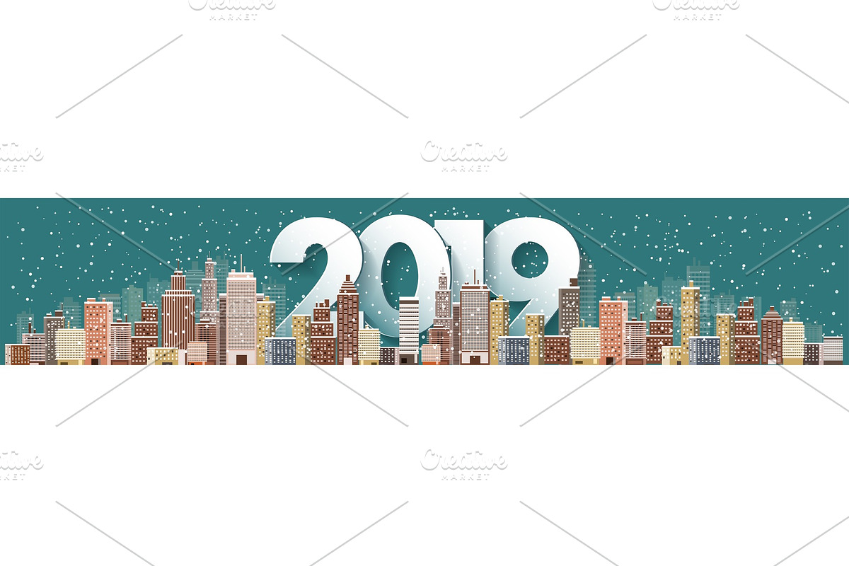 2019. Winter urban landscape. City in Illustrations - product preview 8