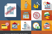 Loan foreclosure icons set