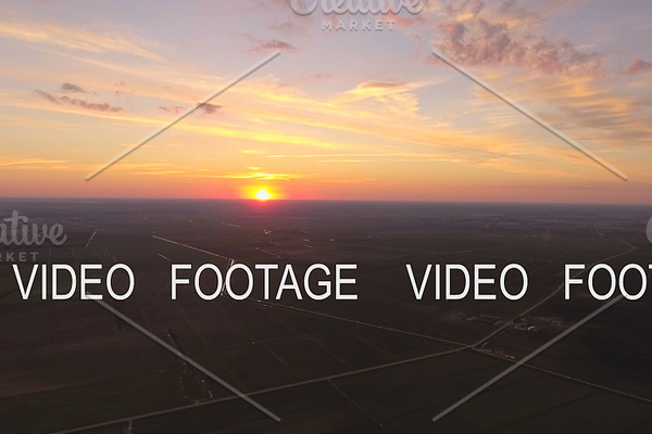 Sunset in the countryside.Aerial