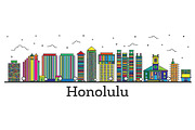 Outline Honolulu Hawaii City Skyline
