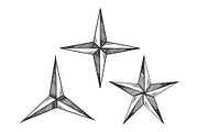 Star shapes engraving vector
