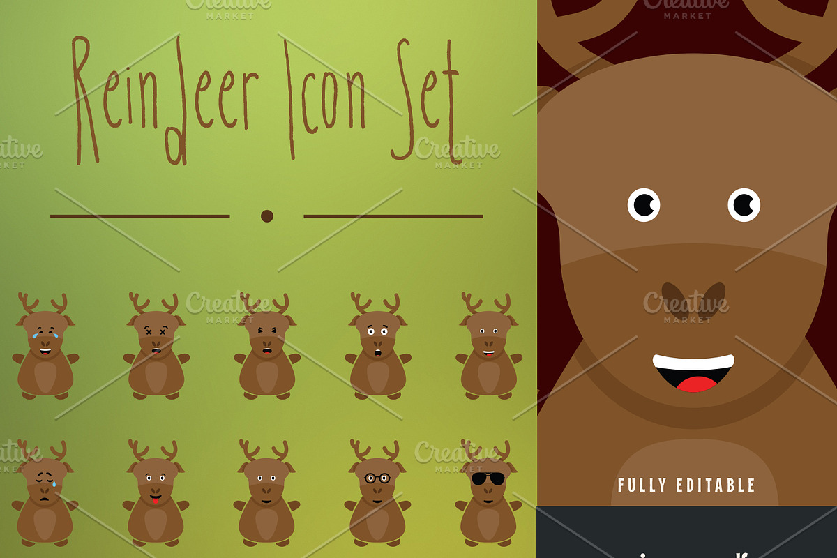 Reindeer Christmas Icon Set in Icons - product preview 8
