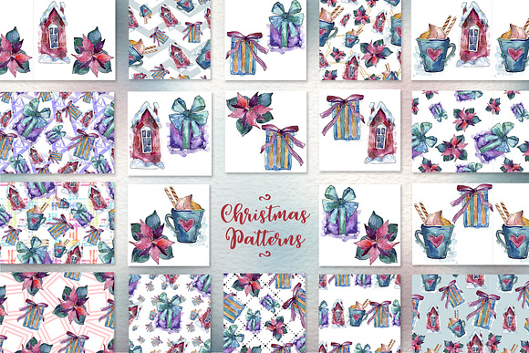 Christmas time PNG watercolor set in Illustrations - product preview 5