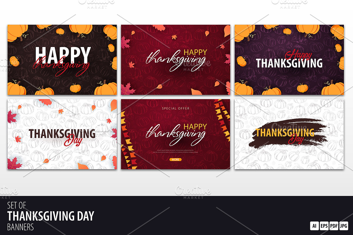 Thanksgiving Day banners in Illustrations - product preview 8