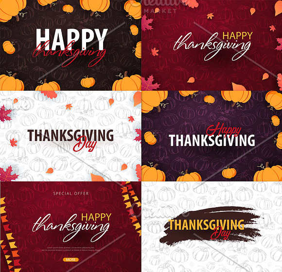 Thanksgiving Day banners in Illustrations - product preview 1