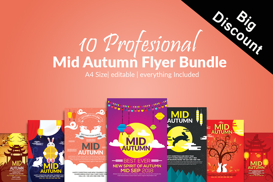 10 Mid Autumn Flyers Bundle Vol:01 in Flyer Templates - product preview 8