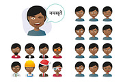 Young Indian Male Avatar Set