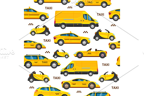 taxi cars seamless pattern