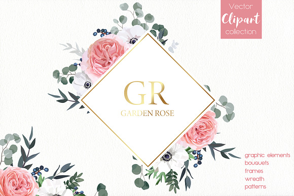 Floral Design Set - Garden Rose in Illustrations - product preview 9