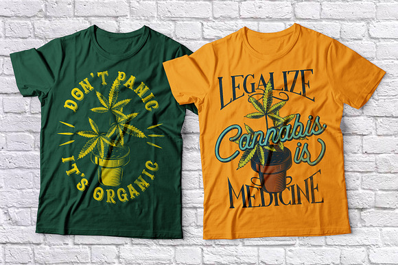 Cannabis t-shirts set in Illustrations - product preview 1