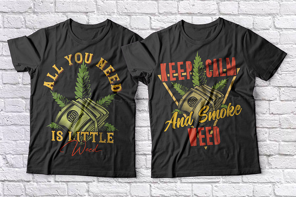 Cannabis t-shirts set in Illustrations - product preview 2