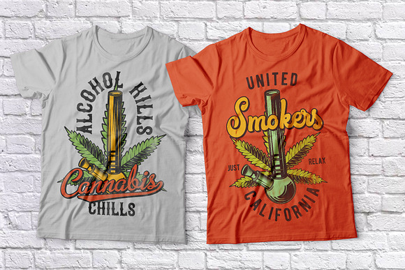 Cannabis t-shirts set in Illustrations - product preview 3