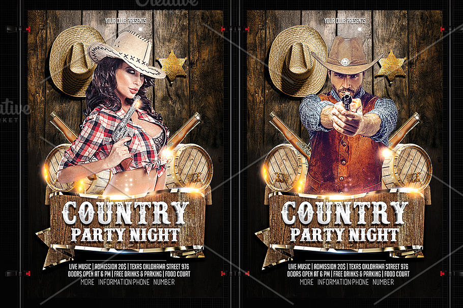 Country Party Night in Flyer Templates - product preview 8