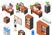 Isometric office workplace elements