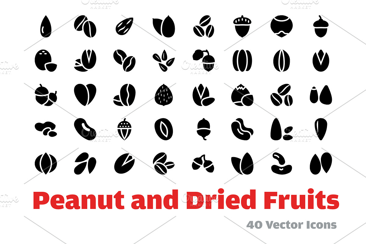 40 Peanut and Dried Fruits Icons in Icons - product preview 8