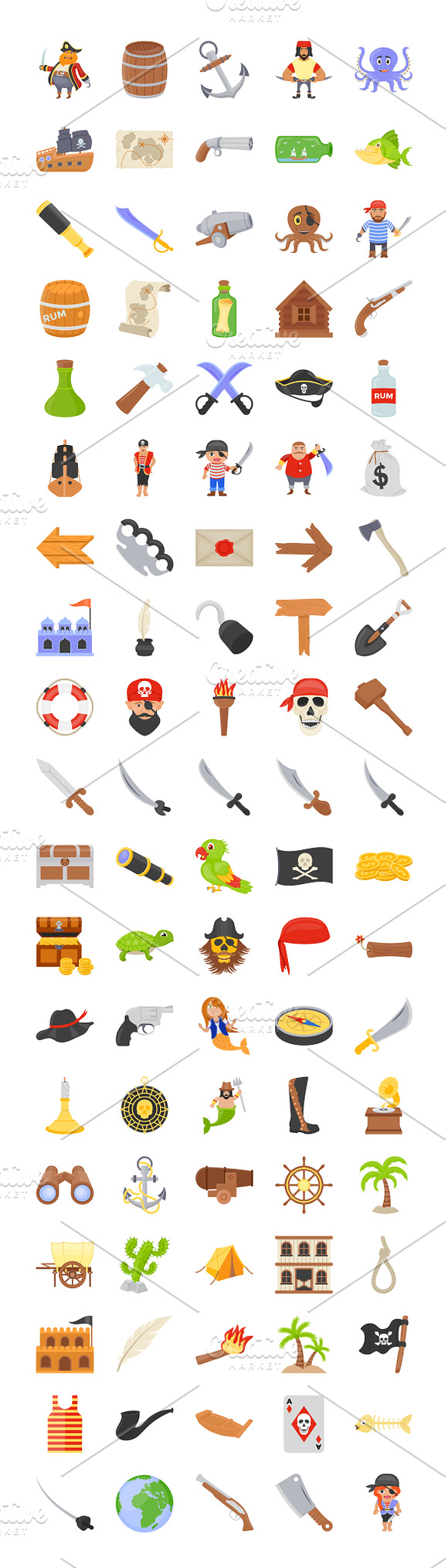 95 Flat Pirate Icons in Icons - product preview 1