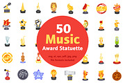 50 Music Award Statuette Vectors