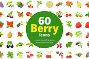 60 Berry Fruits Flat Icons