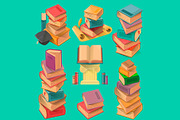 Set of book stacks in flat design 