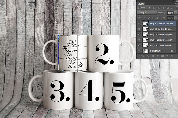 5 coffee mug mockup five cup mock up in Product Mockups - product preview 2
