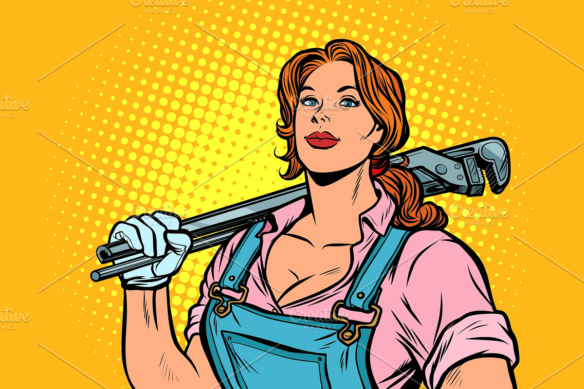 A strong woman mechanic plumber in Illustrations - product preview 8