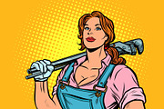 A strong woman mechanic plumber