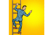 businessman climbs stairs, man