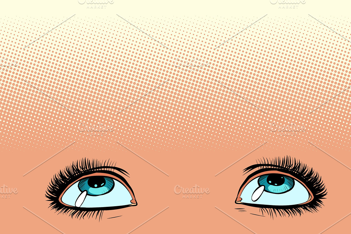 women eyes look up in Illustrations - product preview 8