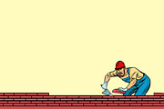 The Builder lays brick masonry below