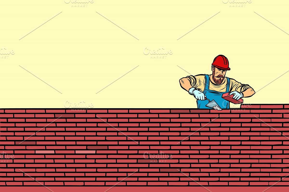 The Builder lays brick masonry in in Illustrations - product preview 8