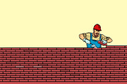 The Builder lays brick masonry in