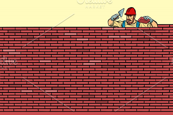 The Builder lays brick masonry at