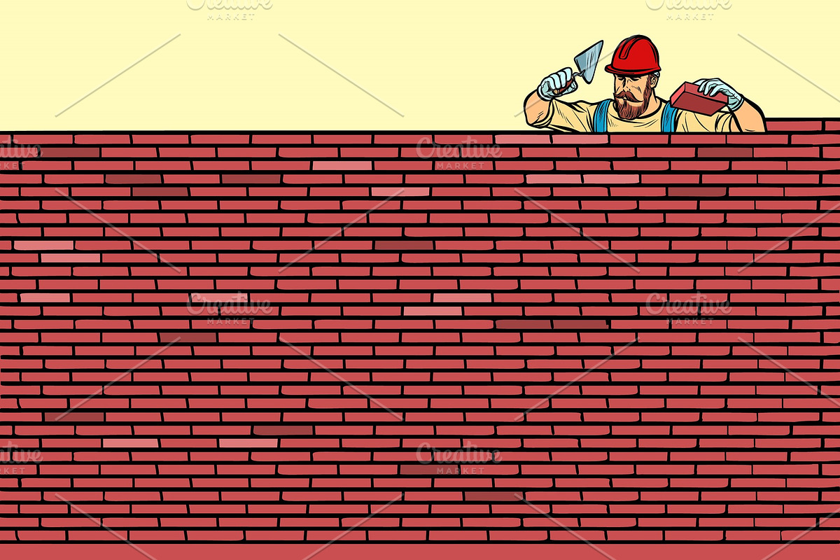 The Builder lays brick masonry at in Illustrations - product preview 8