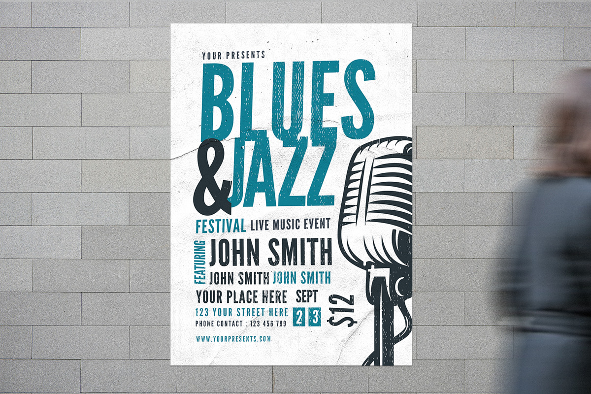 Blues & Jazz Music Flyer in Flyer Templates - product preview 8