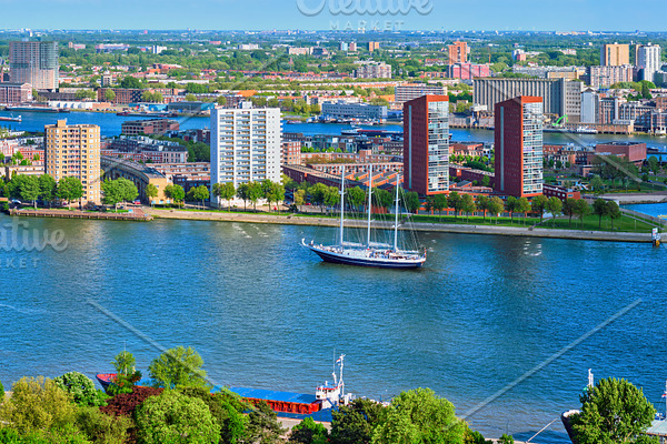 View of Rotterdam city and Nieuwe
