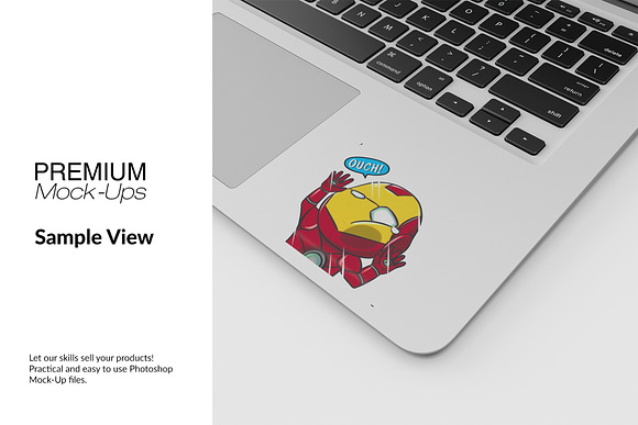 Laptop Sticker Mockup  in Product Mockups - product preview 19