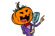 Halloween pumpkin character singer