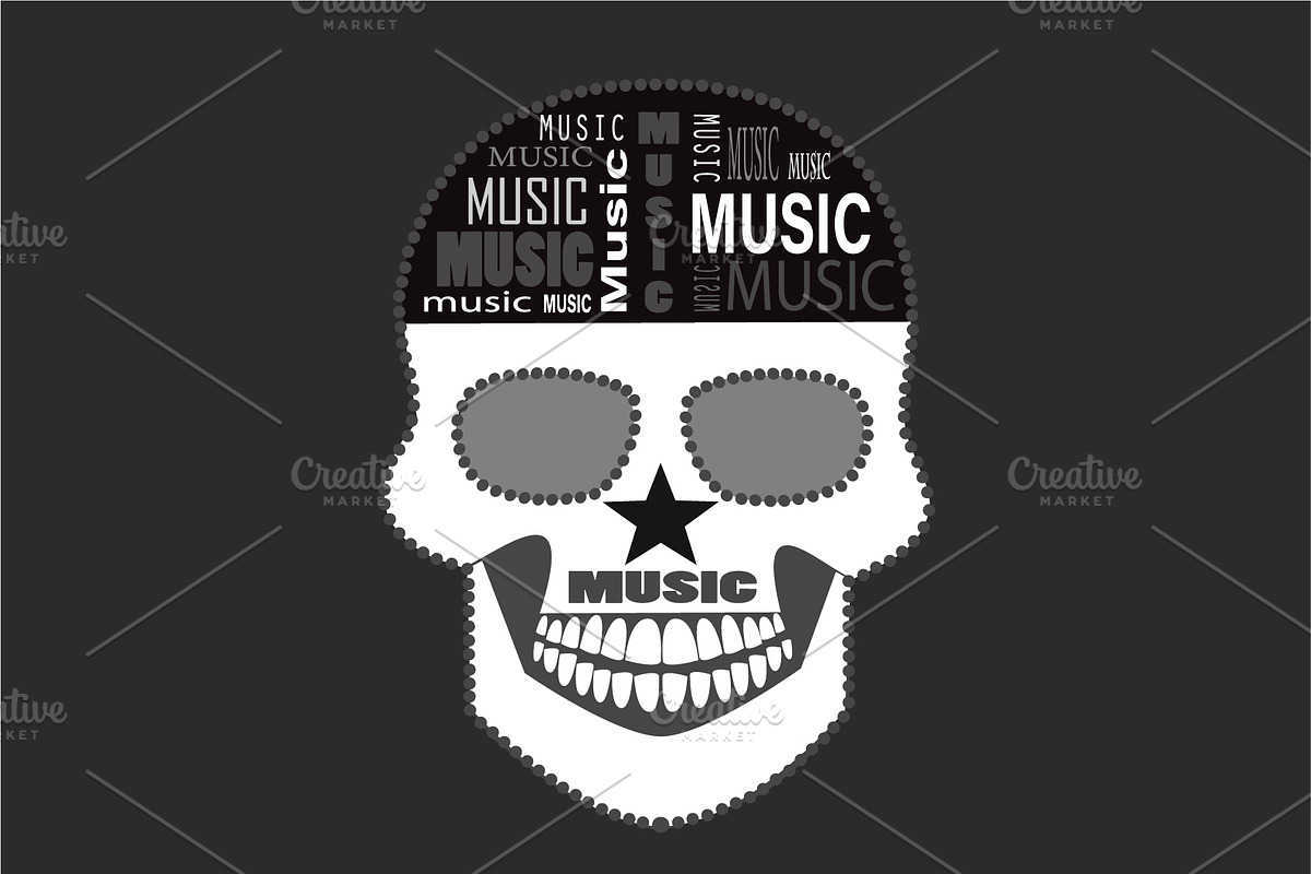 Music skull icon wih brain text in Graphics - product preview 8