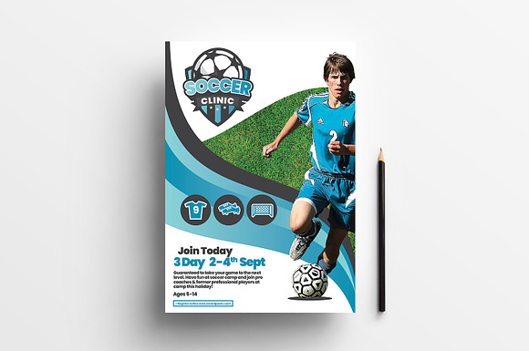 A4 Soccer Camp Posters / Flyers in Flyer Templates - product preview 1