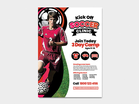 A4 Soccer Camp Posters / Flyers in Flyer Templates - product preview 4